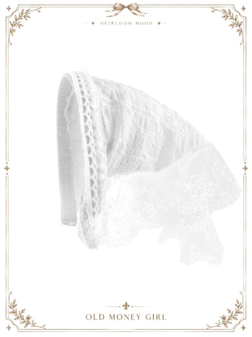 Lace Triangle Head Scarf Headband Floral Embroidered Hair Accessory